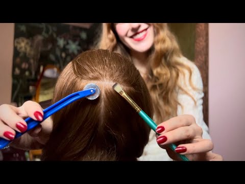 Sharp or Dull ASMR Scalp Check on mannequin head (scratching & hair brushing) whispered hair asmr