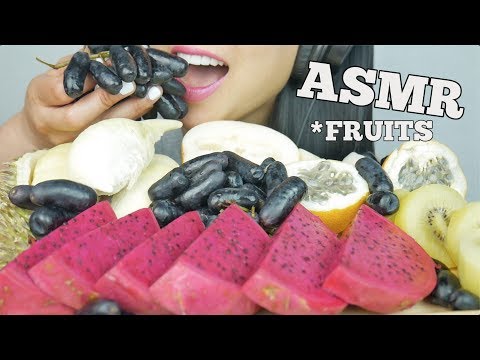 ASMR FRUITS *DURIAN + GRAPES + RED DRAGON PASSION FRUITS (EATING SOUNDS) | SAS-ASMR