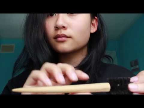 ASMR - Hair Brush Sounds (Dragging Fingers On Bristles, Brushing My Hair, Tapping On Wooden Handle)