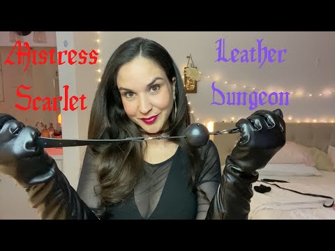 ASMR Mistress Scarlet's Leather Dungeon + Leather Handcuffs, Whip and More!!