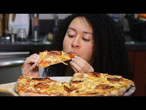 ASMR HOMEMADE SPICY Pepperoni Pizza  * EXTREME CRUNCH * THIN CRUST 페퍼로니 피자 먹방