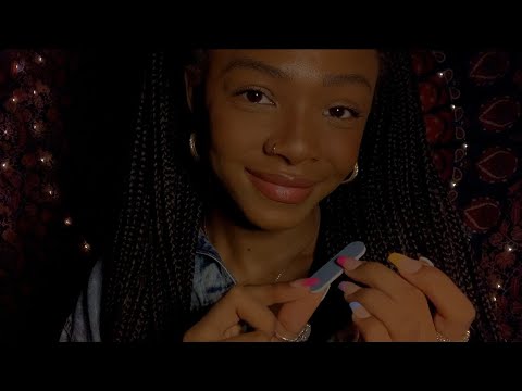 ASMR Nail Salon role play 💅🏽 close whispering + gum chewing + personal attention