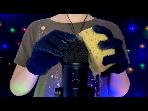 ASMR - Microphone Rubbing With Shower Gloves & Sponge (+ Hand Sounds) [No Talking]