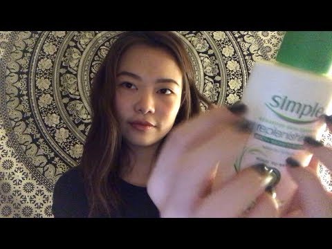 ASMR Tapping on Skincare Products