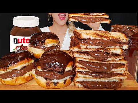 ASMR NUTELLA TOAST & NUTELLA DONUTS | Chocolate Dessert MUKBANG (Eating Sounds)