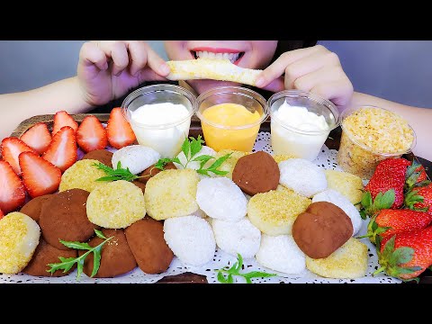 ASMR MOCHI CHẤM KEM - mochi with cream dipping EATING SOUNDS | LINH-ASMR