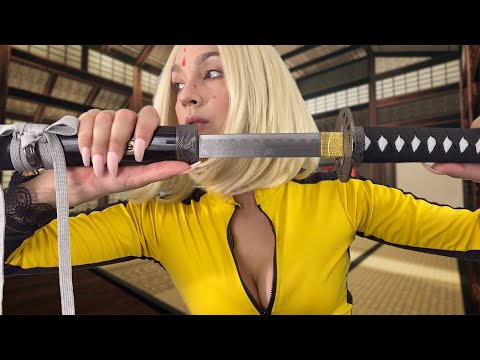 ASMR - Hand Movements, Tapping, Personal Attention (Kill Bill Cosplay)