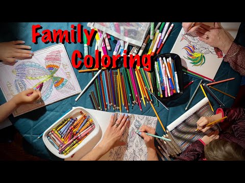 ASMR Markers, crayons & pencils rummage (no talking) coloring with the family.