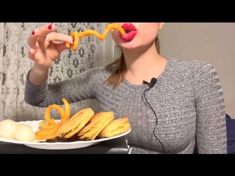 Jerk Chicken Patties & Curly Fries + 'Cheating' Talk (ASMR Eating Sounds)