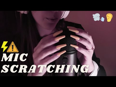 ASMR - FAST AND AGGRESSIVE MIC SCRATCHING (ear blowing, extra Long Nails)🤤