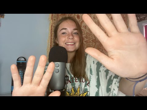 ASMR FACE TOUCHING AND MOUTH SOUNDS (super tingly)