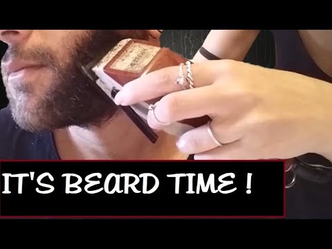 ASMR Roleplay Real Person. Relaxing Shave💙 Beard and Razor Sounds - Facial Massage