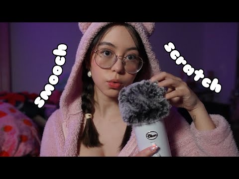 ASMR Upclose Soft Kisses, Wet Mouth Sounds, and Gentle Head Scratches