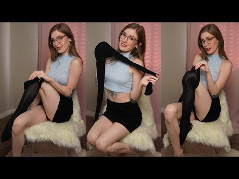 ASMR FIRST TIME Shiny Pantyhose Try On ~ Fabric Scratching & Rubbing