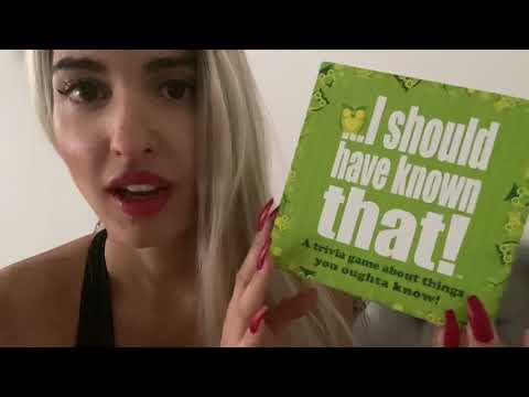 ASMR Whispered Reading of Trivia Cards Questions and Answers w/ Tongue Clicking and Tapping
