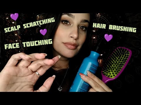 ASMR Pampering You • Fast Aggressive Face Touching, Scalp Scratching & Hair Brushing