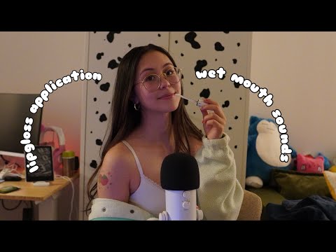 ASMR Wet Mouth Sounds and Lipgloss Application