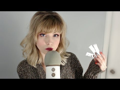ASMR Up Close Gum Chewing, Inaudible Whispers, Word Repetition