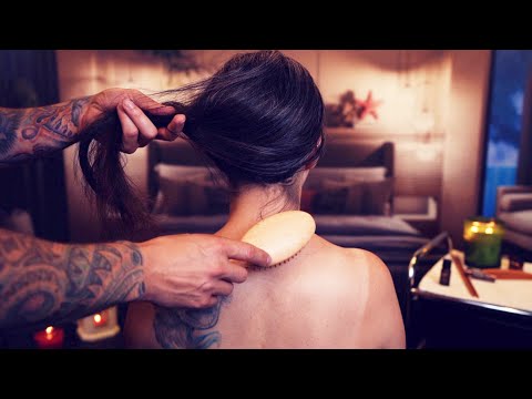 ASMR | Hair Brushing, Scalp Scratching and Shoulder Massage for Relaxation and Sleep | No Talking