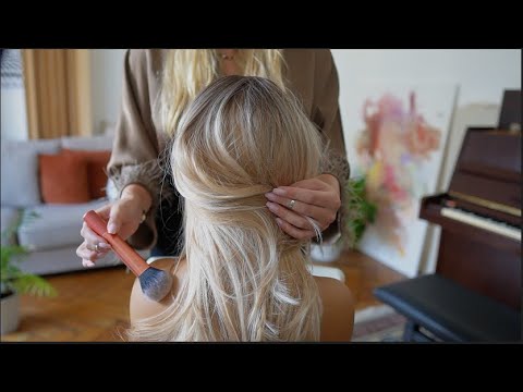 ASMR 40 minutes of soft spoken tingly hairplay (brushing, scalp scratching, back tracing,..)