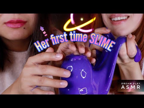 ★ASMR★ My Friend Vanessa tries SLIME for the first time - slime on mic | Dream Play