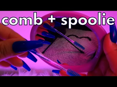 ASMR Combing your Hair and Brushing your Eyebrows (Comb + Spoolie) - Soft Spoken and Whispering