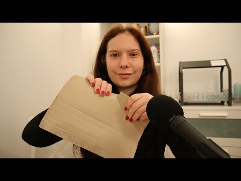 ASMR ripping cardboard (ripping, tapping, scratching, whispering)