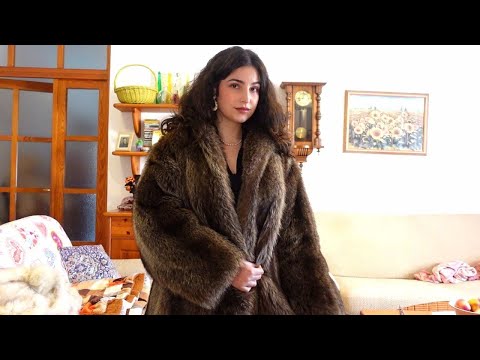 ASMR FUR COATS try on (jacket scratching)