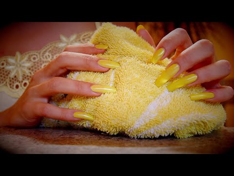 💛Soft Calming ASMR💛YELLOW Color-Therapy😴 SCRATCH + TOUCH TOWEL 🎧CLOTH 💤 New TRIGGER for You! 😴