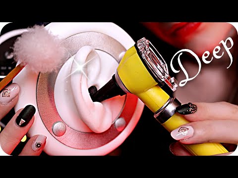 ASMR DEEP Inner Ear Cleaning (NO TALKING) Otoscope, Ear Scraping, Q-Tips, Japanese Feather Pick +