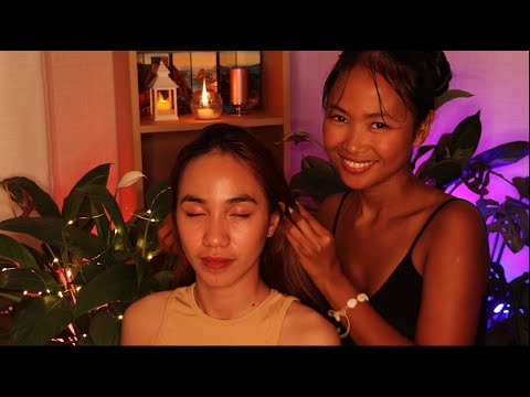 ASMR Whispers and Tingles with Kristel  & EJ! (Neck, Scalp, Hair)