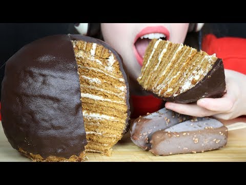 ASMR CHOCOLATE BALL CAKE, TOBLERONE & HAAGEN DAZS Ice Cream Bars (Eating Sounds) No Talking