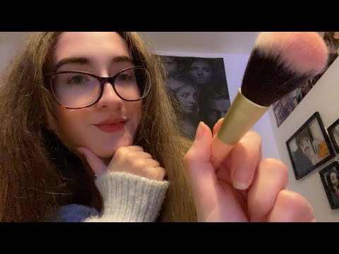 First ASMR video!! Face brushing | Personal Attention | Mouth Sounds | Whispering