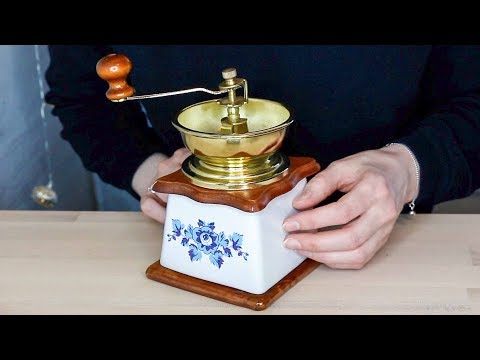ASMR Whisper Antique Manual Coffee Grinder | Tapping, Scratching, Brushing