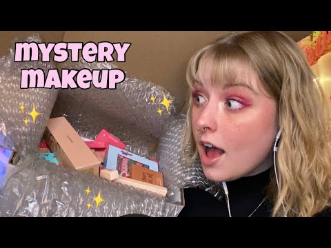 ASMR Unboxing and Trying Colourpop Myster Box Makeup! Box Sounds, Tapping, Tracing, Makeup Sounds💄✨