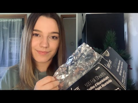 ASMR HAUL || Haul of salon hair products || Foil crinkling, tapping and scratching, whispering ||