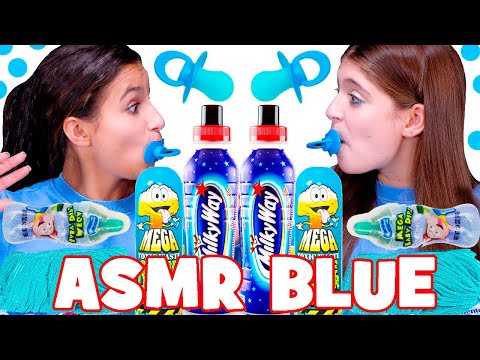 ASMR Eating Only Blue Candy Sour, Gummy, Spray Mukbang