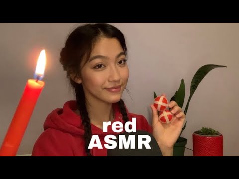 RED ASMR ‼️💥⛽️ (rambling, fabric sounds, textured scratching & tapping, VISUAL TRIGGERS and MORE)