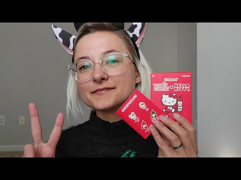 ASMR | Nissin Cup Noodles X Hello Kitty Blind Pin Unboxing w/ Whispered Chatting