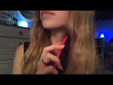 ASMR~ hair brushing & playing with hair | mouth sounds | tongue clicking