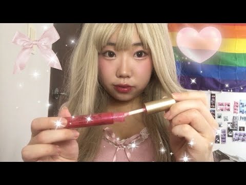 Fixing your makeup at a party asmr🎀 (soft spoken, real camera touching)
