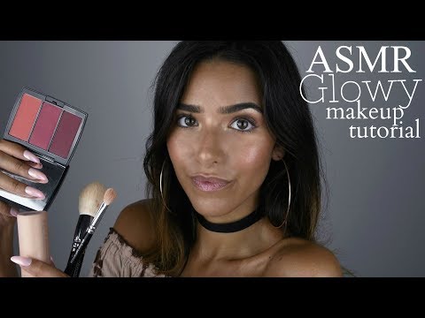 ASMR Glowy Makeup Tutorial (Tapping, Face Brushing, Cream...)