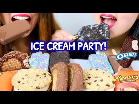 ASMR ICE CREAM PARTY (OREO, REESE'S CHOCO TACO) 아이스크림 리얼사운드 먹방 アイスクリーム 冰淇淋 Kem cây | Kim&Liz ASMR
