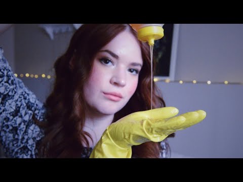 [ASMR] 🐝 🍯 Rubber Gloves & Honey!!