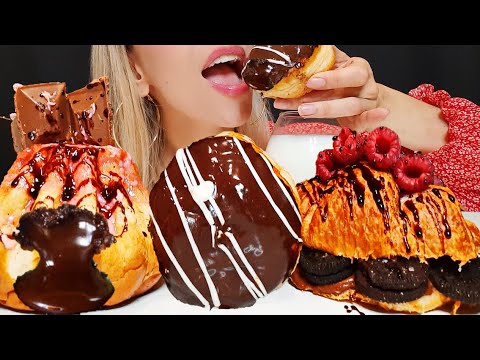 ASMR (OREO Croissant, Chocolate DONUTS, Chocolate Lava BREAD) Eating Sounds