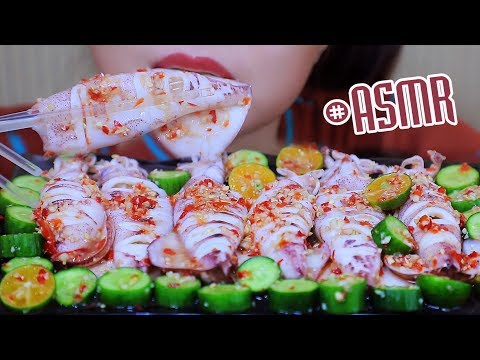 ASMR Mixed cucumber salad and squid , CRUNCHY EATING SOUNDS | LINH-ASMR