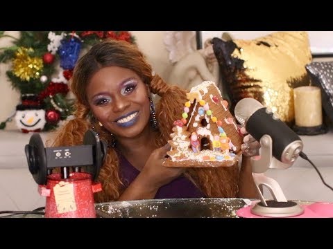 ASMR Chewing Gum Trying Gingerbread House Building | Sleep Relaxation | ASMRTheChew 2019