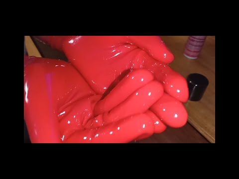 ASMR Red Long Latex Gloves