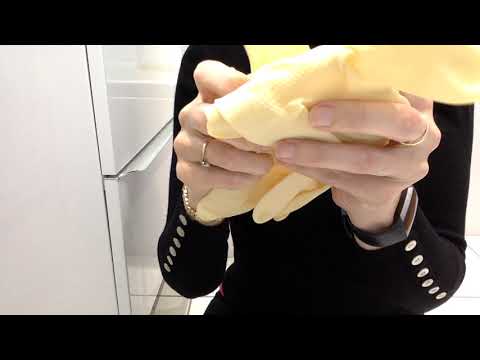 ASMR Mummy Wears Natural Latex Rubber Gloves Sounds No Talking Popping Relaxation Bathroom Scene