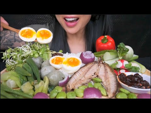 THE BEST GRILL FISH, FRESH + COOKED VEGGIES (ASMR EATING SOUNDS) SO GOOD! | SAS-ASMR